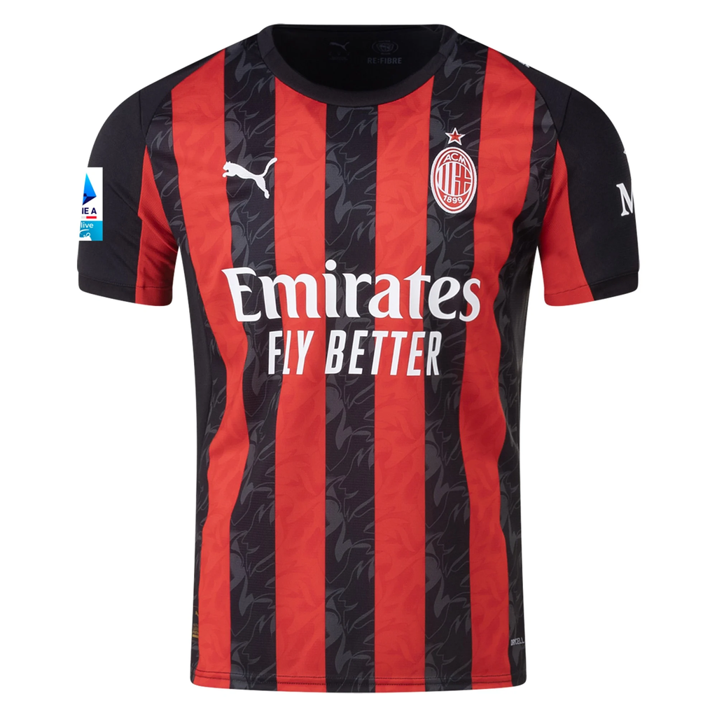 AC Milan Pulisic Home Jersey 2025/26 (Serie A Player version) – striped retro football jersey back view