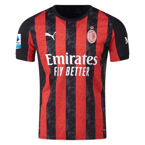 AC Milan Pulisic Home Jersey 2025/26 (Serie A Player version) – striped retro football jersey back view