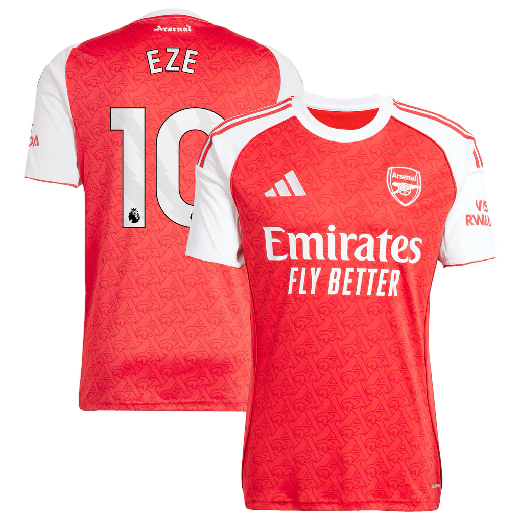 Arsenal Eze Home Jersey 2025/26 (Premier League) – red retro football jersey detail view