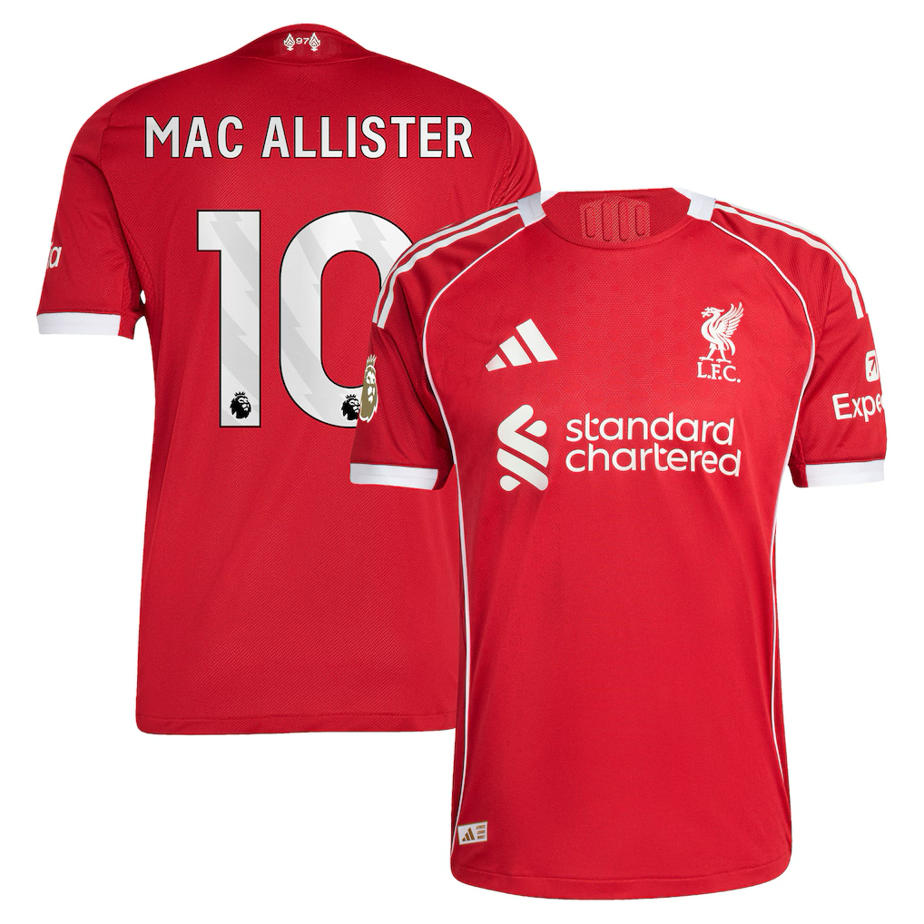 Liverpool Mac Allister Home Jersey 2025/26 – red retro football jersey detail view