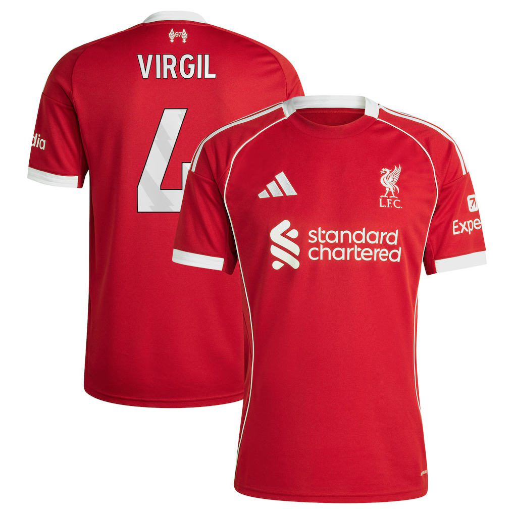 Liverpool Virgil van Dijk Home Jersey 2025/26 – red retro football jersey detail view