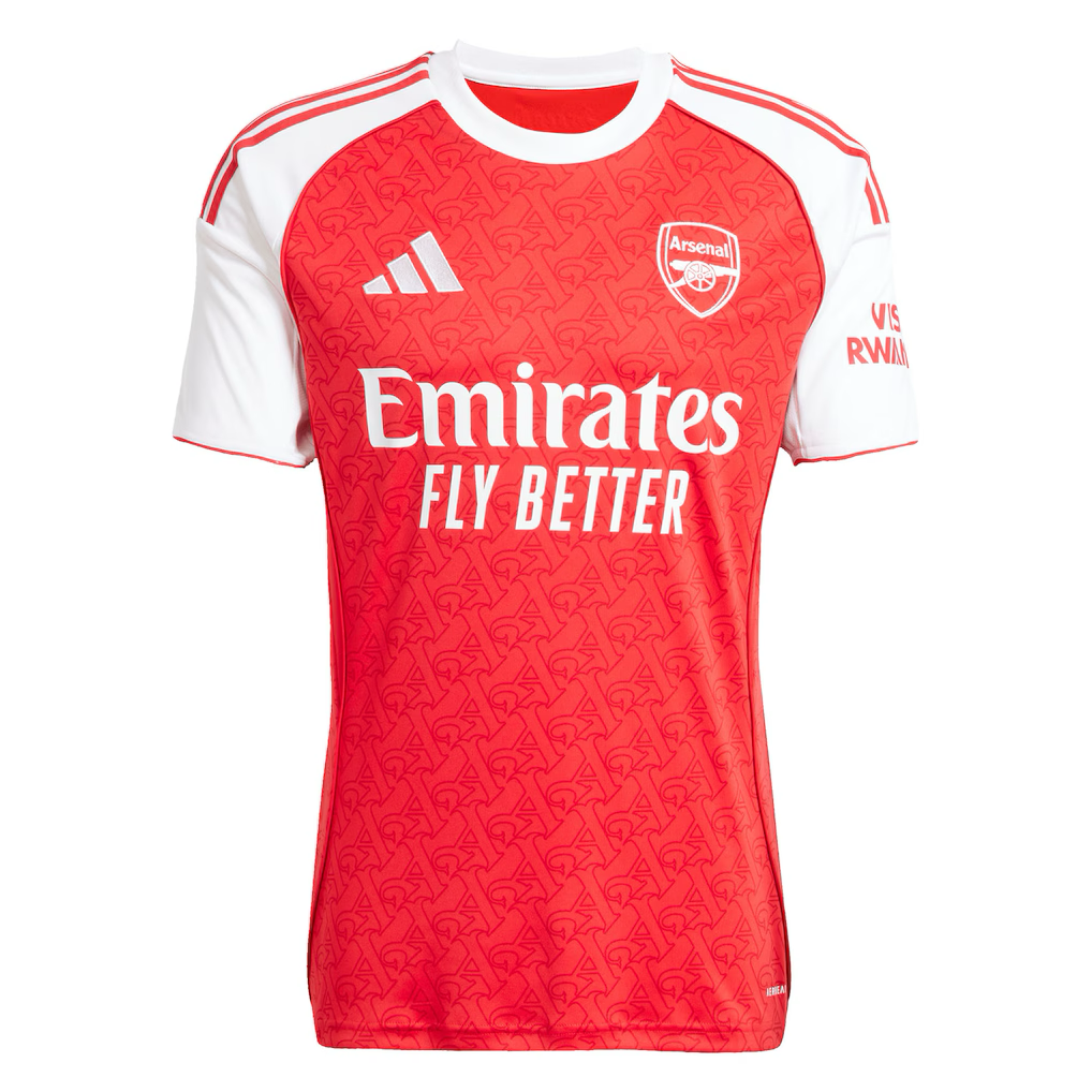 Arsenal Bukayo Saka Home Jersey 2025/26 (Premier League) – red and geometric retro football jersey back view