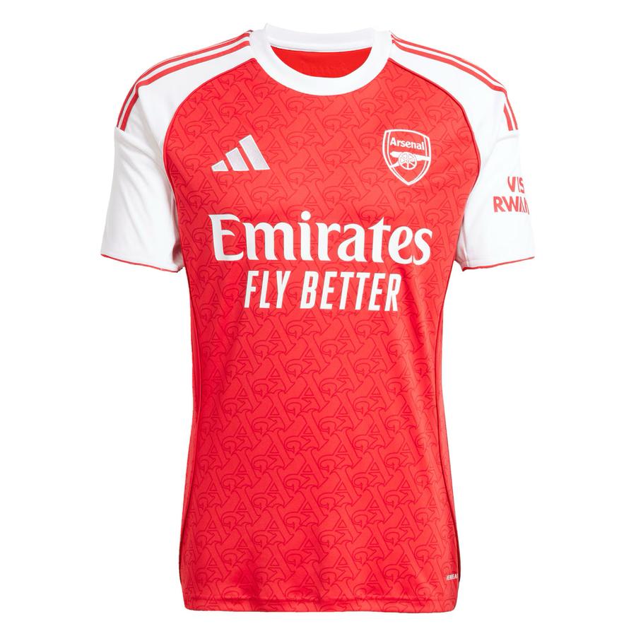 Arsenal Bukayo Saka Home Jersey 2025/26 (Premier League) – red and geometric retro football jersey back view