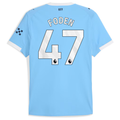 Manchester City Phil Foden Home Jersey 2025/26 (Premier League) – blue and striped retro football jersey front view