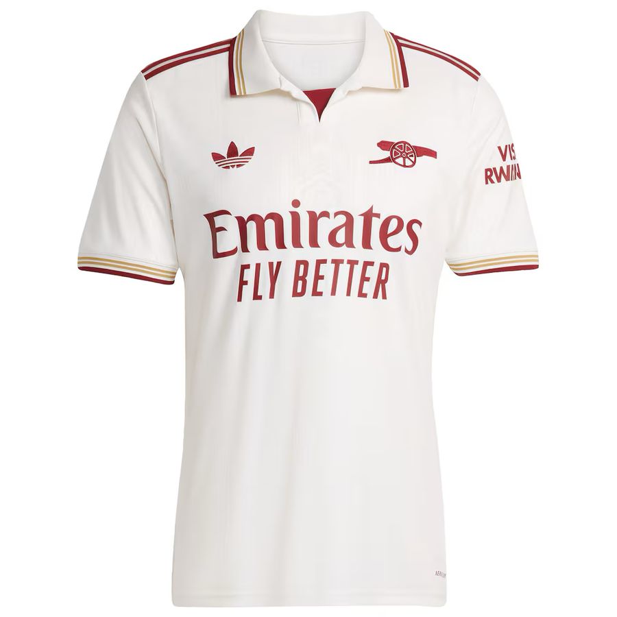 Arsenal Bukayo Saka Away Jersey 2025/26 (Premier League) – striped and white retro football jersey back view