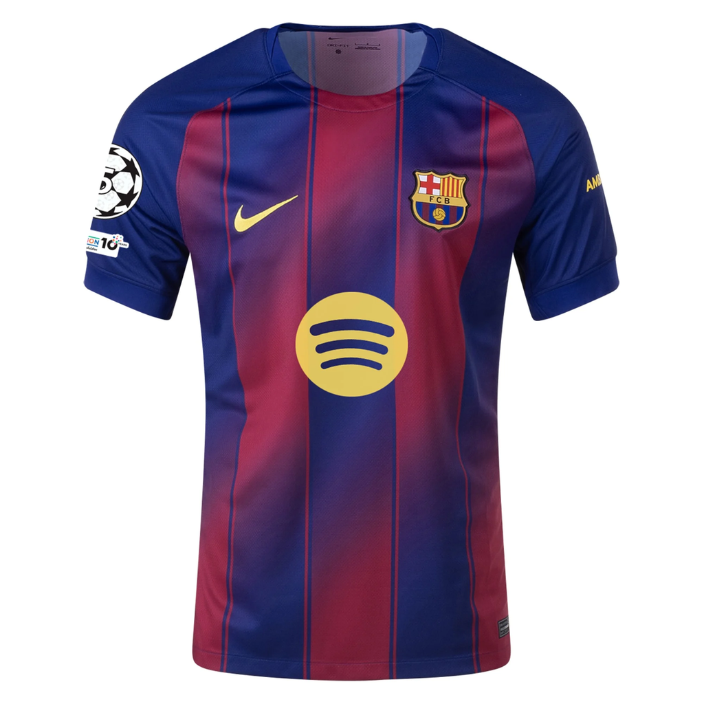 Barcelona Pedri Home Jersey 2025/26 (Champions League) – striped and blue retro football jersey back view