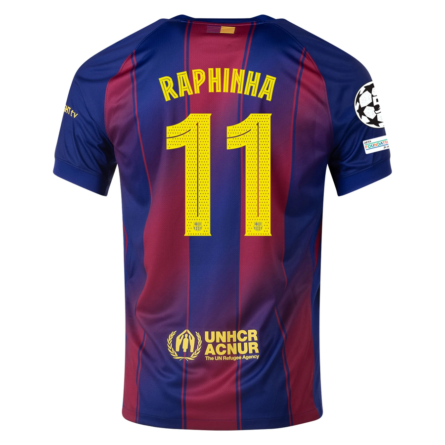 Barcelona Raphinha Home Jersey 2025/26 (Champions League) – retro football jersey front view