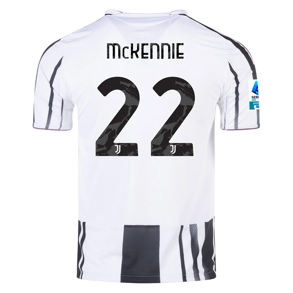 Juventus McKennie Home Jersey 2025/26 (Sería A) – striped retro football jersey front view