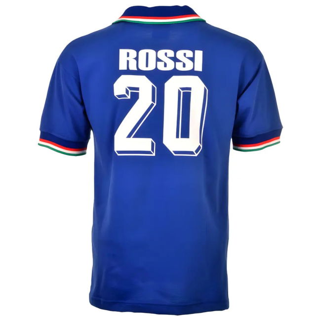 Italy 1982 Rossi Retro Jersey – blue retro football jersey front view
