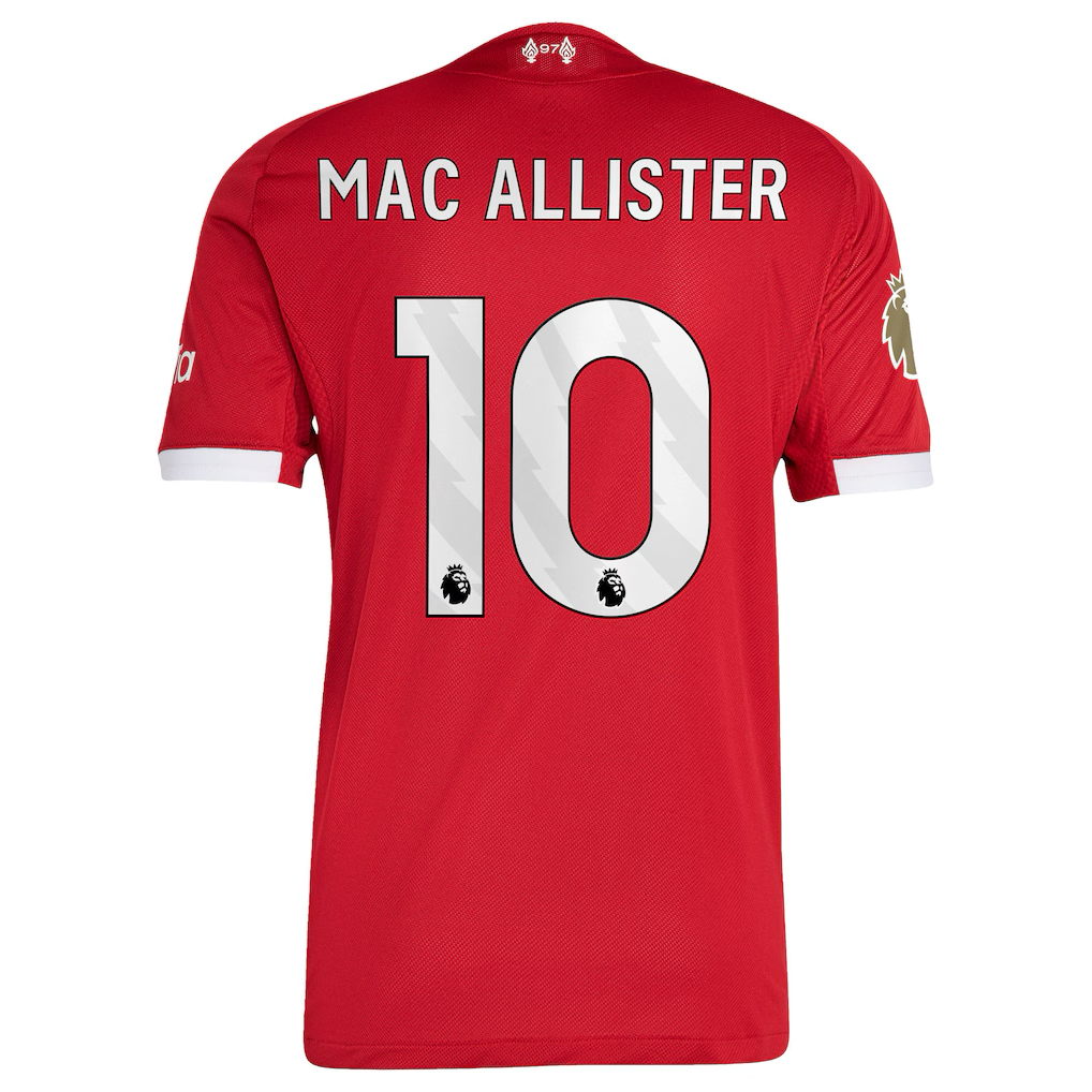 Liverpool Mac Allister Home Jersey 2025/26 – red retro football jersey front view