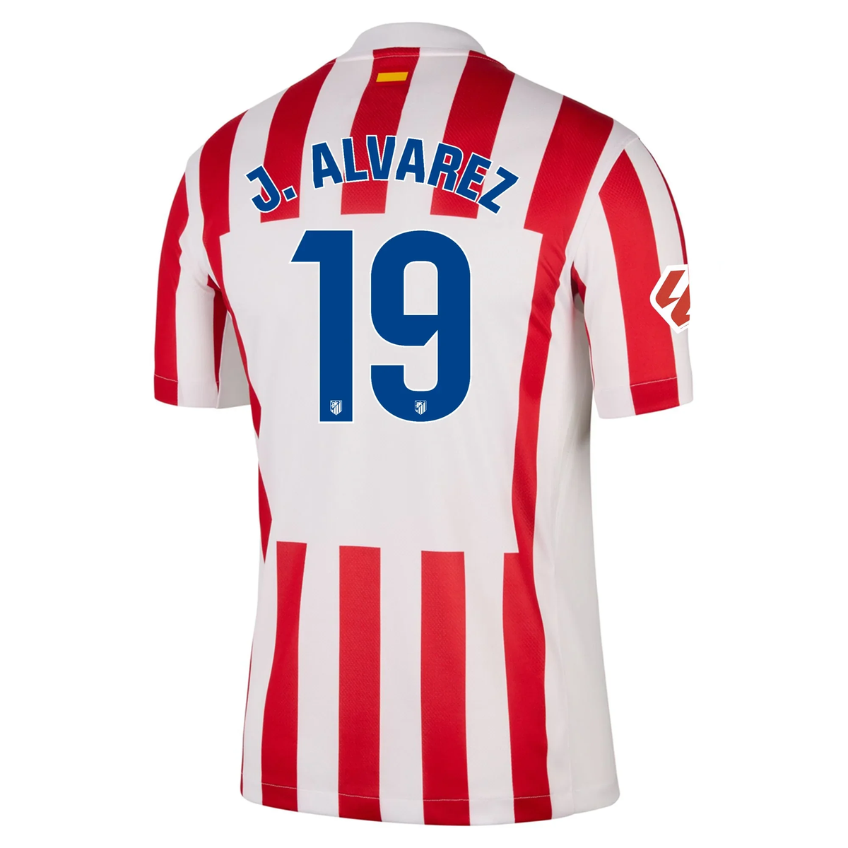 Atlético de Madrid Julián Álvarez Home Jersey 2025/26 – striped retro football jersey front view