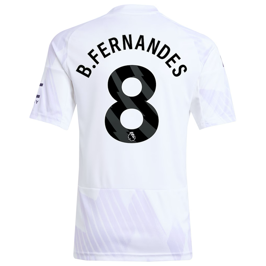 Manchester United Bruno Fernandes Away Jersey 2025/26 (Premier League) – white retro football jersey front view