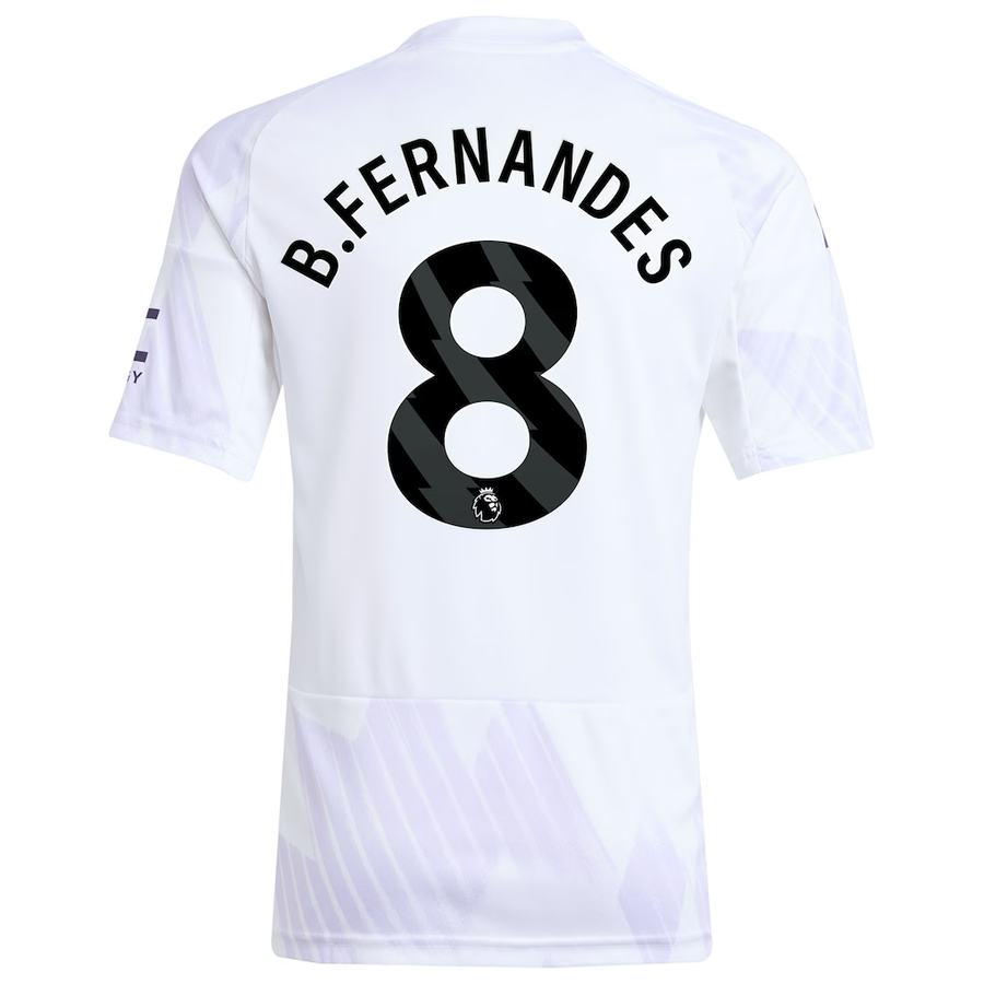 Manchester United Bruno Fernandes Away Jersey 2025/26 (Premier League) – white retro football jersey front view
