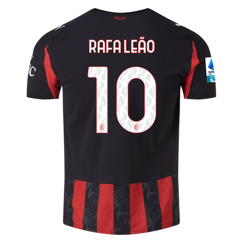 AC Milan Rafa Leão Home Jersey 2025/26 (Serie A Player version) – blue and striped retro football jersey front view