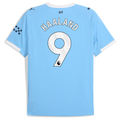 Manchester City Erling Haaland Home Jersey 2025/26 (Premier League) – blue and striped retro football jersey front view