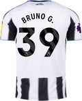 Newcastle United Bruno Guimarães Home Jersey 2025/26 – striped retro football jersey front view