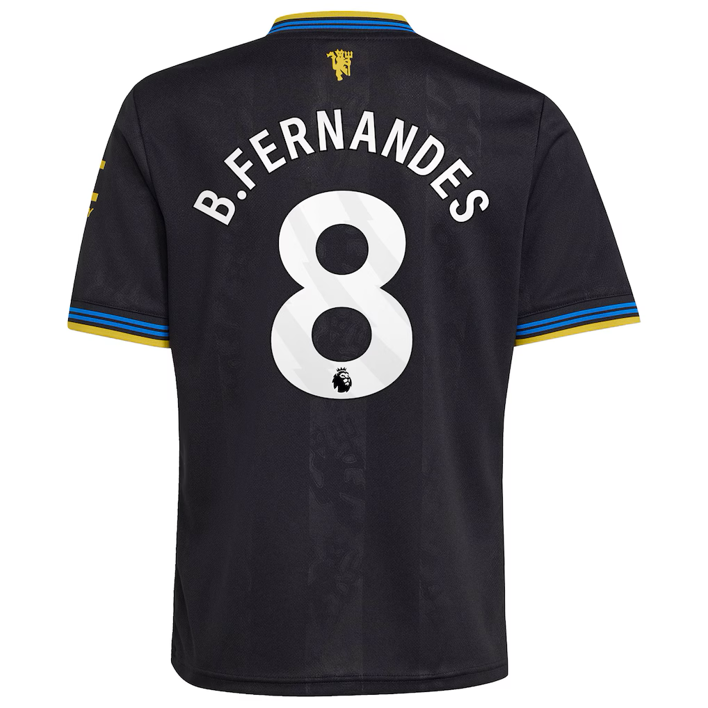 Manchester United Bruno Fernandes Third Jersey 2025/26 (Premier League) – black retro football jersey front view