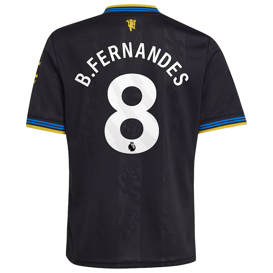 Manchester United Bruno Fernandes Third Jersey 2025/26 (Premier League) – black retro football jersey front view