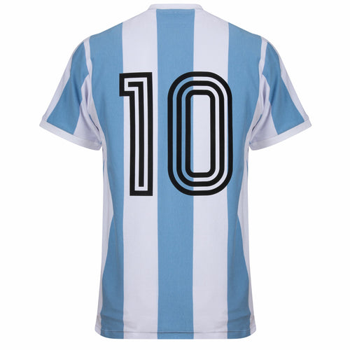 Argentina 1978 Kempes Retro Jersey – striped retro football jersey back view