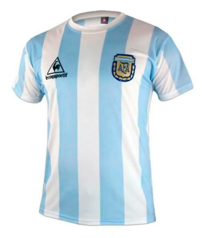 Argentina 1986 Maradona Retro Jersey – striped retro football jersey front view
