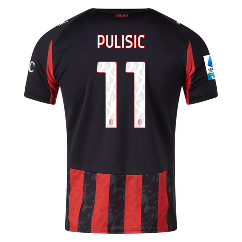 AC Milan Pulisic Home Jersey 2025/26 (Serie A Player version) – striped retro football jersey front view