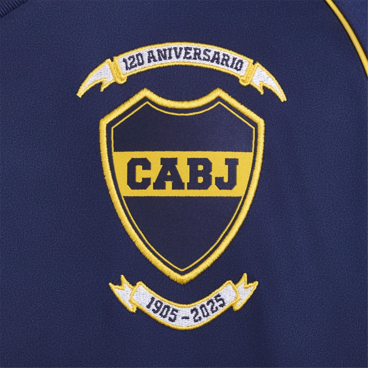 Boca Juniors Home Jersey 2025/2026 – striped and blue retro football jersey detail view