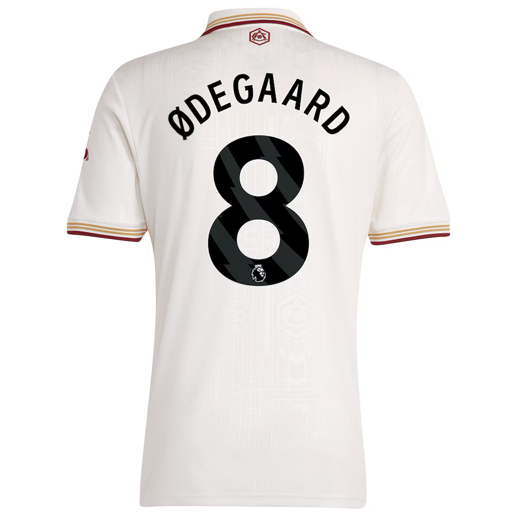 Arsenal Martin Ødegaard Away Jersey 2025/26 (Premier League) – white retro football jersey front view