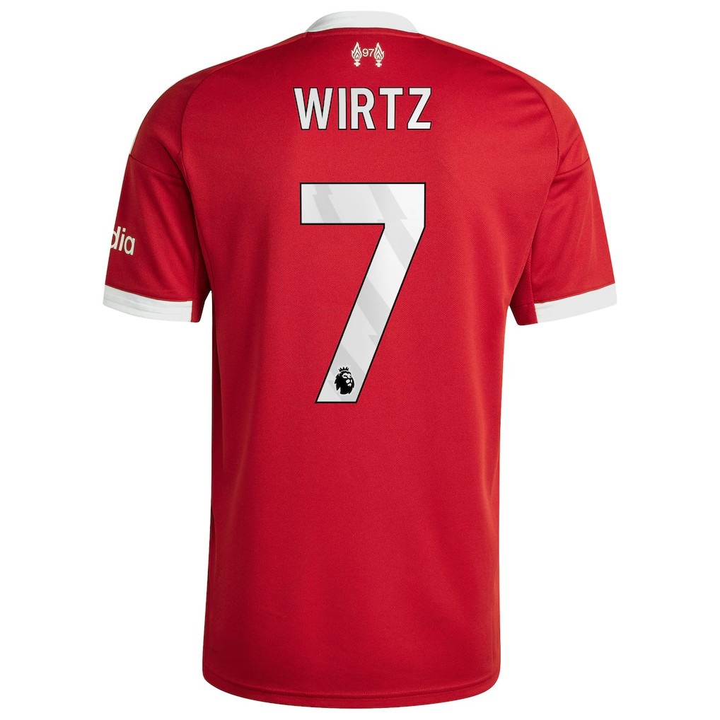 Liverpool Florian Wirtz Home Jersey 2025/26 (Premier League) – red retro football jersey front view