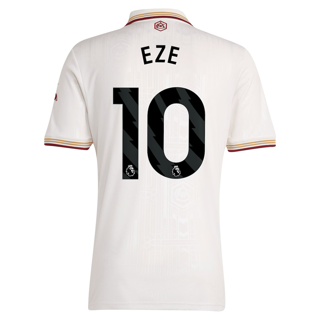 Arsenal Eze Away Jersey 2025/26 (Premier League) – white retro football jersey front view
