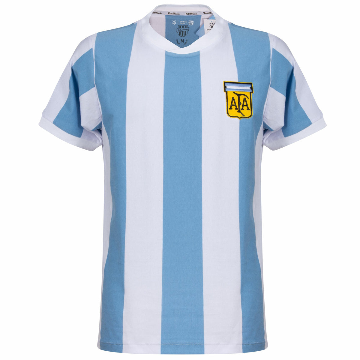 Argentina 1978 Kempes Retro Jersey – striped retro football jersey front view