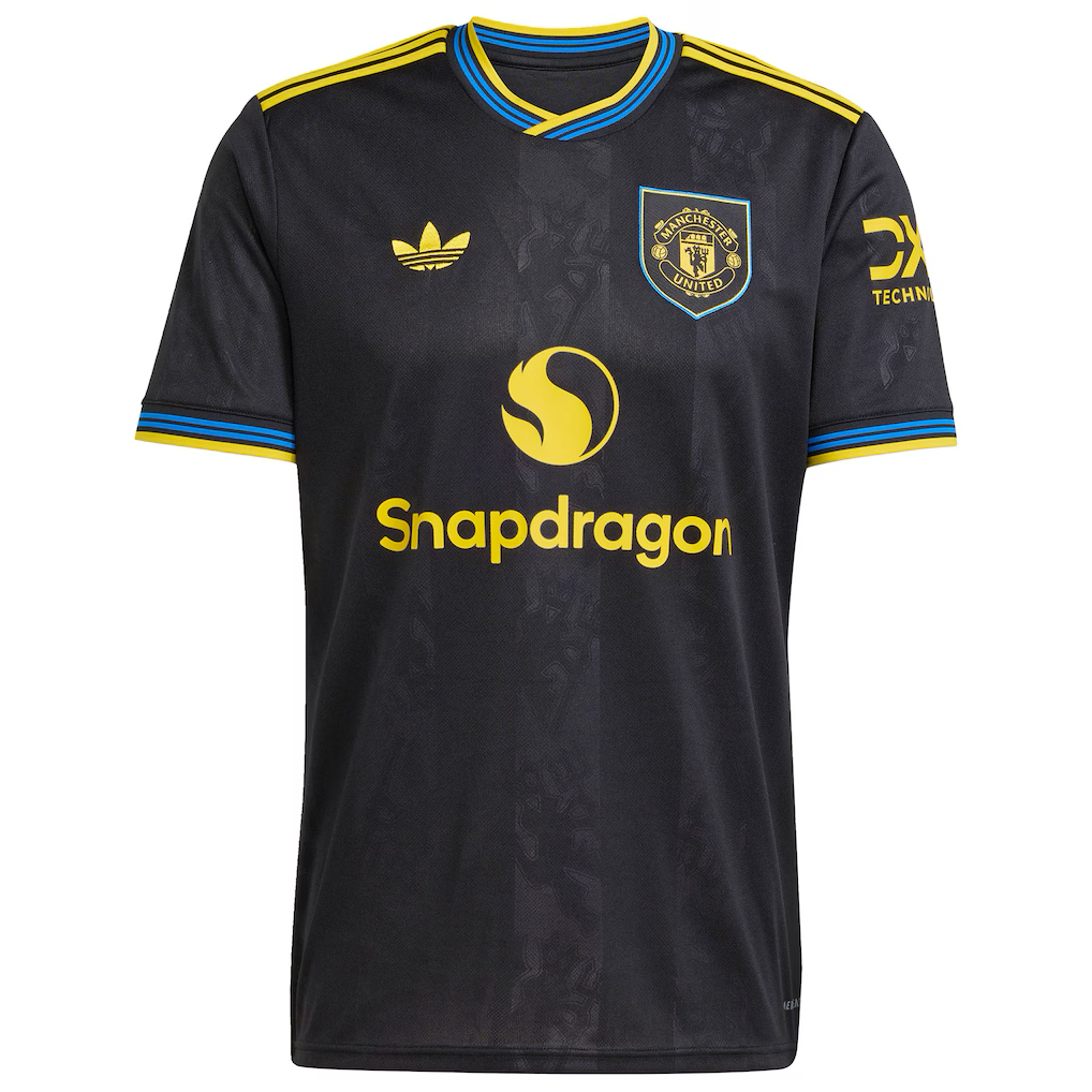 Manchester United Third Jersey 2025/26 (Premier League) – black retro football jersey front view