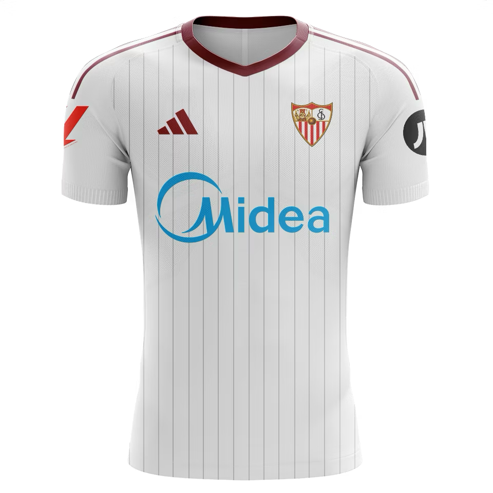 Sevilla FC Alexis Sánchez Home Jersey 2025/26 – white and striped retro football jersey back view