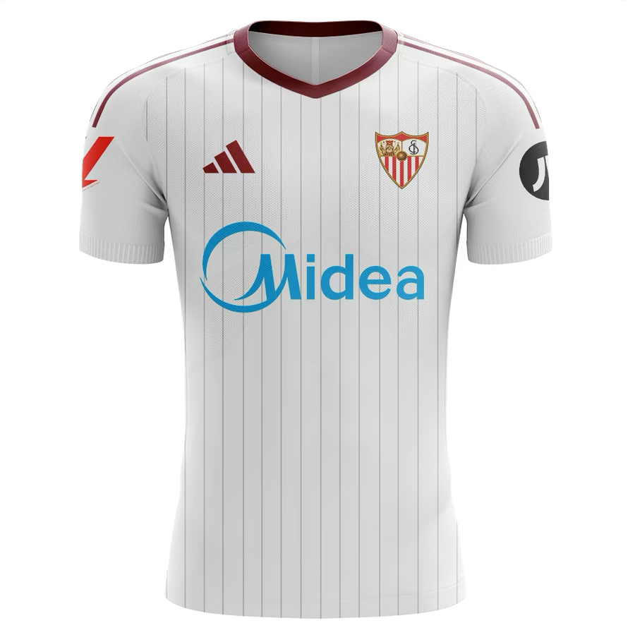 Sevilla FC Alexis Sánchez Home Jersey 2025/26 – white and striped retro football jersey back view