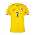 Colombia Luis Díaz #7 Home Kit - 2026 World Cup – yellow and geometric retro football jersey front view