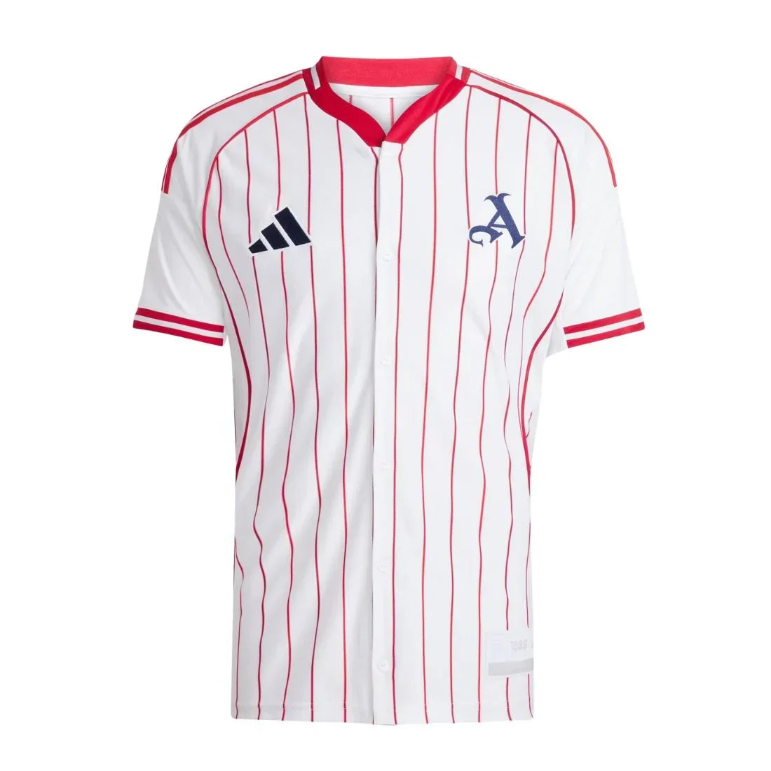Arsenal - Adidas Baseball Jersey – striped retro football jersey front view