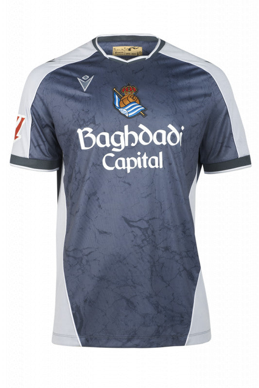 Real Sociedad Away Kit 2025/2026 (La Liga) – striped retro football jersey front view