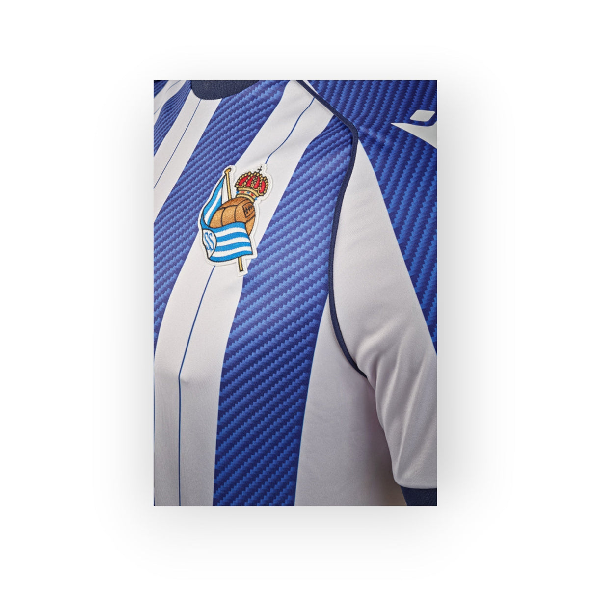 Real Sociedad Home Kit  Aramburu #2 (La Liga) – striped and geometric retro football jersey detail view