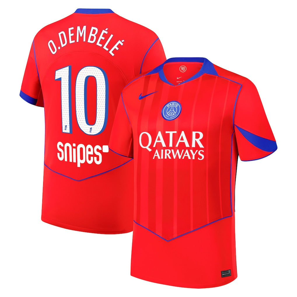 PSG Dembélé 3rd Kit 2025/26 (Ligue 1) – retro football jersey detail view